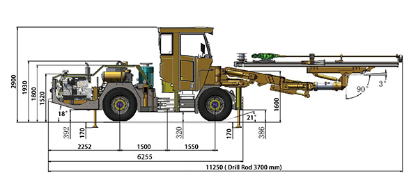 computer aided drill rig jumbo with cabin